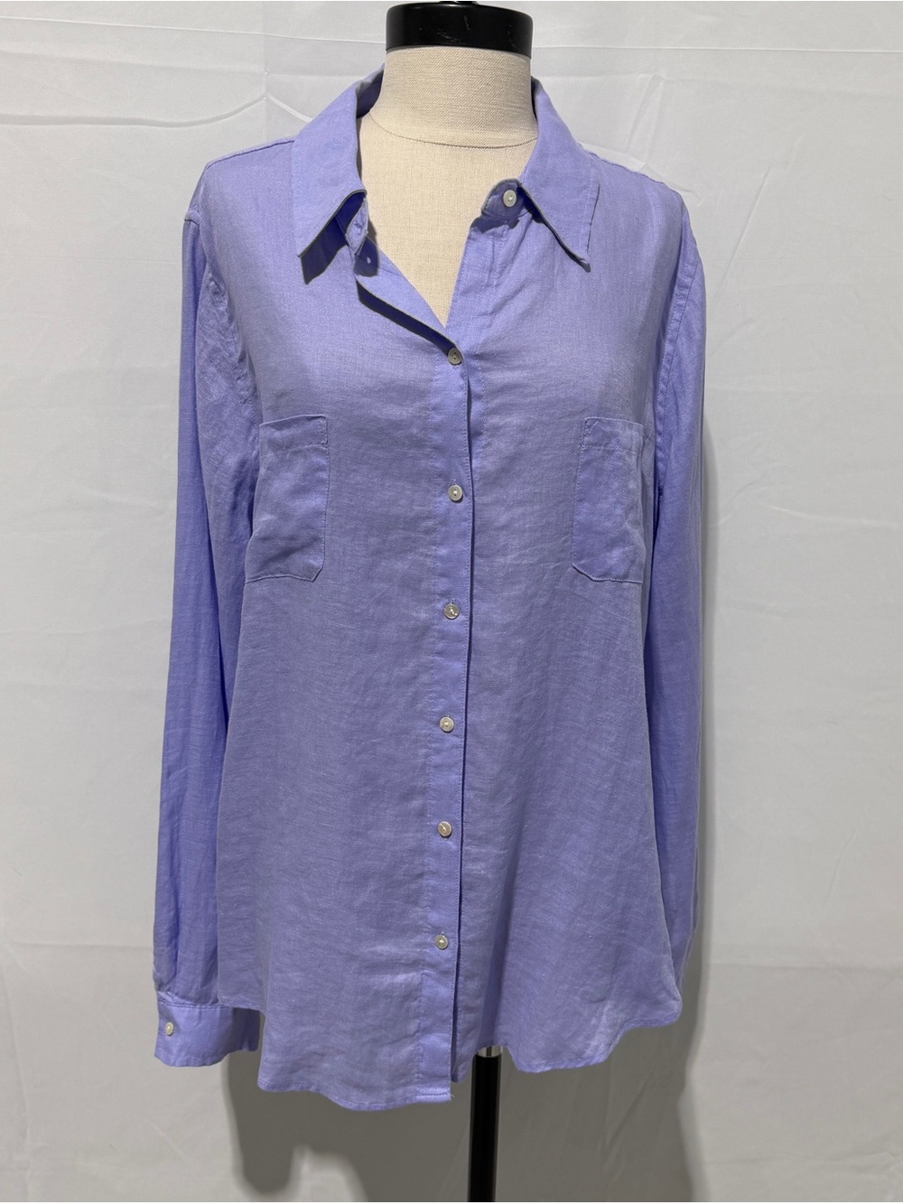 Lilly Pulitzer Lilac Purple Sea View 100% Linen Button Down Shirt, XL